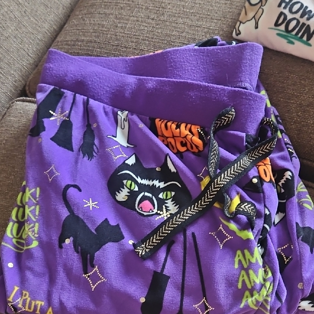 Purple Cat Print Pajama Pants